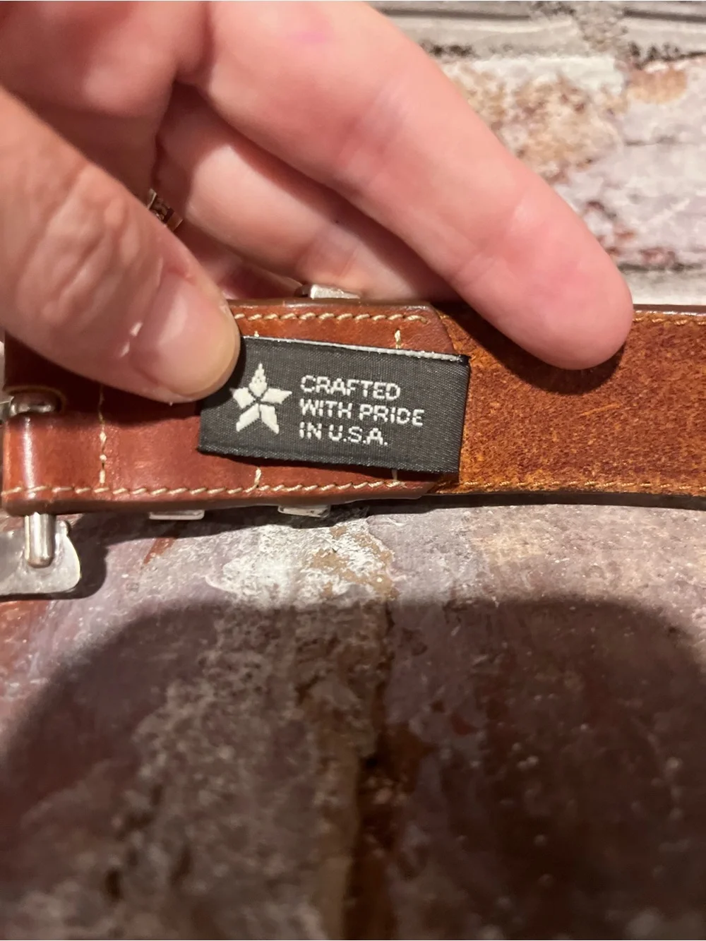 Brown Leather Brighton Belt with Engraved Silver Buckle 26